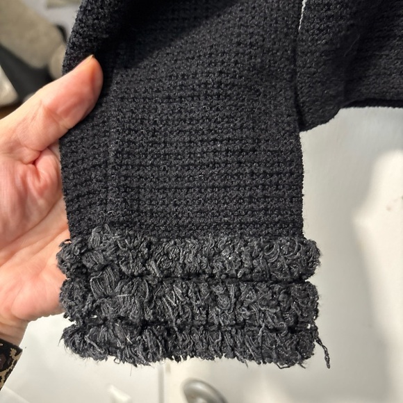 St. John Couture by Marie Gray Black Tweed Crop Sweater Jacket Cheetah Collar 2 - Picture 3 of 11